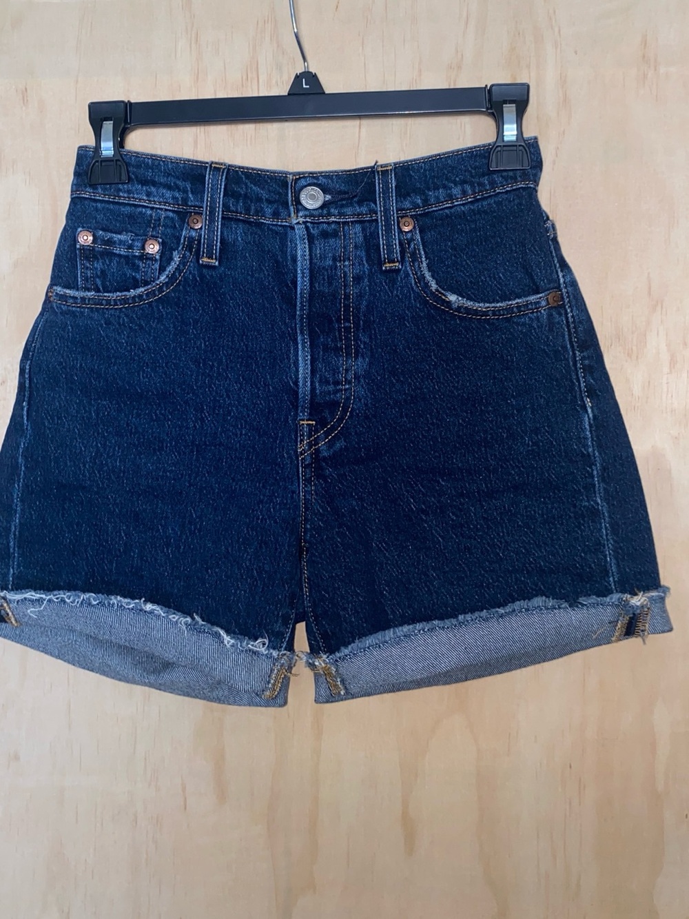 501 Levi's Dark Blue Roll Cuff Denim Shorts